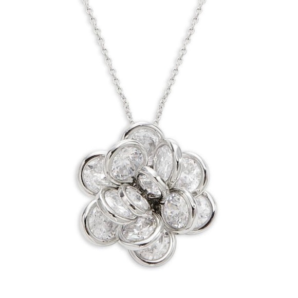 Kate Spade Rosette 3D Geometric Rhinestone Flower Cluster Pendant Necklace - Picture 2 of 16